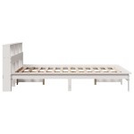 vidaXL Cadru de pat fără saltea, alb, 135x190 cm, lemn masiv de pin