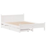 vidaXL Cadru de pat fără saltea, alb, 120x200 cm, lemn masiv pin vidaXL Cadru de pat fără saltea, alb, 120x200 cm, lemn masiv pin