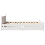 vidaXL Cadru de pat fără saltea, alb, 140x190 cm, lemn masiv de pin