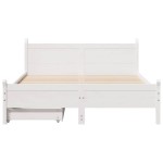 vidaXL Cadru de pat fără saltea, alb, 120x190 cm, lemn masiv pin