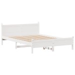 vidaXL Cadru de pat fără saltea, alb, 120x190 cm, lemn masiv pin
