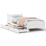 vidaXL Cadru de pat fără saltea, alb, 75x190 cm, lemn masiv de pin
