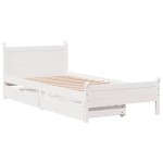 vidaXL Cadru de pat fără saltea, alb, 75x190 cm, lemn masiv de pin