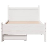 vidaXL Cadru de pat fără saltea, alb, 75x190 cm, lemn masiv de pin