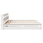 vidaXL Pat cu bibliotecă fără saltea, alb, 200x200 cm, lemn masiv pin