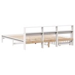 vidaXL Pat cu bibliotecă fără saltea, alb, 200x200 cm, lemn masiv pin