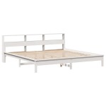 vidaXL Pat cu bibliotecă fără saltea, alb, 200x200 cm, lemn masiv pin