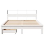 vidaXL Pat cu bibliotecă fără saltea, alb, 160x200 cm, lemn masiv pin