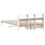 vidaXL Pat cu bibliotecă fără saltea, alb, 160x200 cm, lemn masiv pin