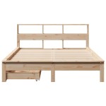 vidaXL Pat cu bibliotecă fără saltea, 150x200 cm, lemn masiv de pin