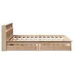 vidaXL Pat cu bibliotecă fără saltea, 150x200 cm, lemn masiv de pin