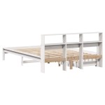 vidaXL Pat cu bibliotecă fără saltea, alb, 150x200 cm, lemn masiv pin
