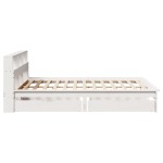 vidaXL Pat cu bibliotecă fără saltea, alb, 140x200 cm, lemn masiv pin vidaXL Pat cu bibliotecă fără saltea, alb, 140x200 cm, lemn masiv pin