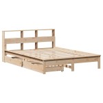 vidaXL Pat cu bibliotecă fără saltea, 120x200 cm, lemn masiv de pin vidaXL Pat cu bibliotecă fără saltea, 120x200 cm, lemn masiv de pin