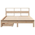 vidaXL Pat cu bibliotecă fără saltea, 120x200 cm, lemn masiv de pin vidaXL Pat cu bibliotecă fără saltea, 120x200 cm, lemn masiv de pin