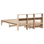 vidaXL Pat cu bibliotecă fără saltea, 120x200 cm, lemn masiv de pin vidaXL Pat cu bibliotecă fără saltea, 120x200 cm, lemn masiv de pin