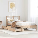 vidaXL Pat cu bibliotecă fără saltea, 90x200 cm, lemn masiv pin vidaXL Pat cu bibliotecă fără saltea, 90x200 cm, lemn masiv pin