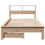 vidaXL Pat cu bibliotecă fără saltea, 90x200 cm, lemn masiv pin vidaXL Pat cu bibliotecă fără saltea, 90x200 cm, lemn masiv pin