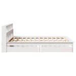 vidaXL Pat cu bibliotecă fără saltea, alb, 140x190 cm, lemn masiv pin