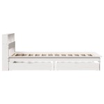 vidaXL Pat cu bibliotecă fără saltea, alb, 90x190 cm, lemn masiv pin vidaXL Pat cu bibliotecă fără saltea, alb, 90x190 cm, lemn masiv pin