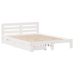 vidaXL Cadru de pat fără saltea, alb, 120x200 cm, lemn masiv pin vidaXL Cadru de pat fără saltea, alb, 120x200 cm, lemn masiv pin