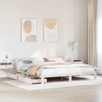 vidaXL Cadru de pat fără saltea, alb, 180x200 cm, lemn masiv pin