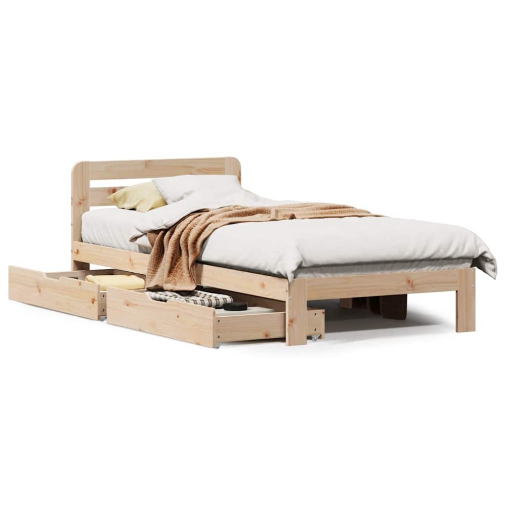 vidaXL Cadru de pat fără saltea, 75x190 cm, lemn masiv de pin