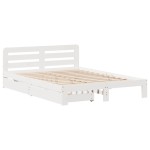 vidaXL Cadru de pat fără saltea, alb, 120x190 cm, lemn masiv pin