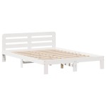 vidaXL Cadru de pat fără saltea, alb, 120x190 cm, lemn masiv pin