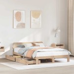 vidaXL Cadru de pat fără saltea, 135x190 cm, lemn masiv de pin vidaXL Cadru de pat fără saltea, 135x190 cm, lemn masiv de pin