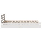 vidaXL Cadru de pat fără saltea, alb, 135x190 cm, lemn masiv de pin