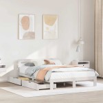 vidaXL Cadru de pat fără saltea, alb, 140x190 cm, lemn masiv de pin vidaXL Cadru de pat fără saltea, alb, 140x190 cm, lemn masiv de pin
