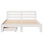 vidaXL Cadru de pat fără saltea, alb, 140x190 cm, lemn masiv de pin vidaXL Cadru de pat fără saltea, alb, 140x190 cm, lemn masiv de pin
