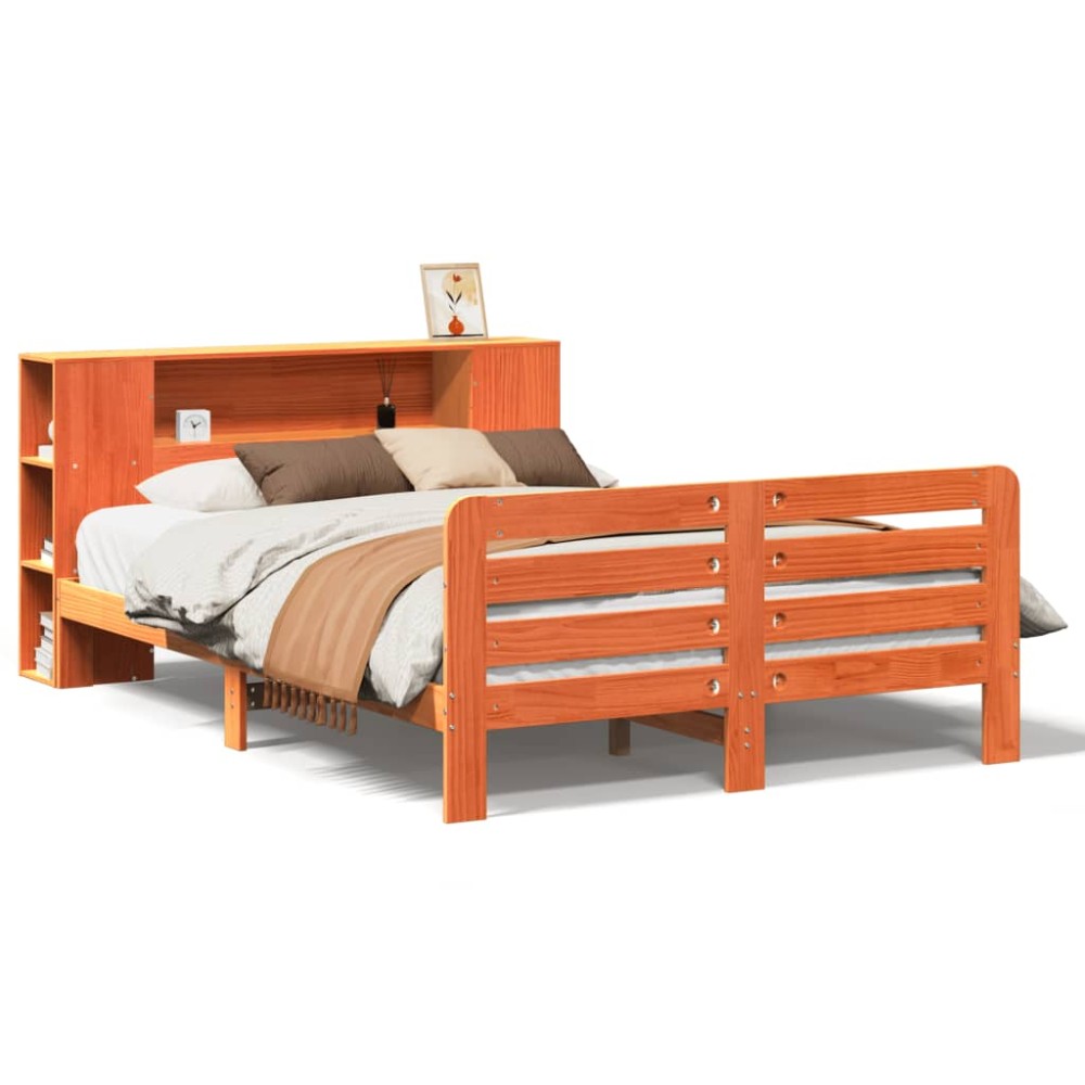 vidaXL Cadru de pat fără saltea, maro ceruit 140x200 cm lemn masiv pin