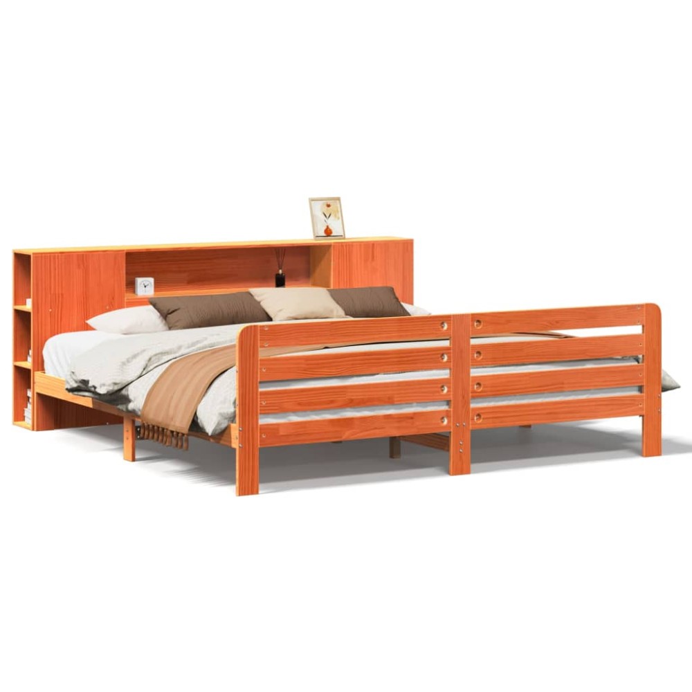 vidaXL Cadru de pat fără saltea, maro ceruit 180x200 cm lemn masiv pin