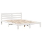 vidaXL Cadru de pat fără saltea, alb, 120x190 cm, lemn masiv pin