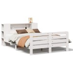 vidaXL Cadru de pat fără saltea, alb, 140x190 cm, lemn masiv de pin