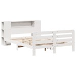 vidaXL Cadru de pat fără saltea, alb, 140x190 cm, lemn masiv de pin