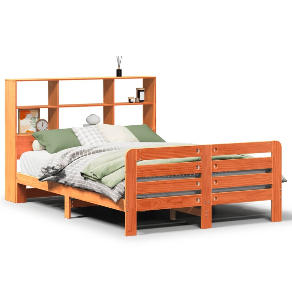 vidaXL Cadru de pat fără saltea, maro ceruit 140x200 cm lemn masiv pin