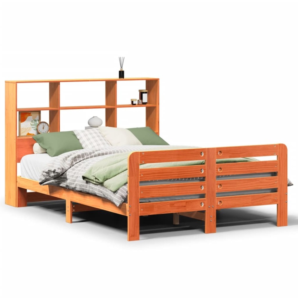 vidaXL Cadru de pat fără saltea, maro ceruit 150x200 cm lemn masiv pin