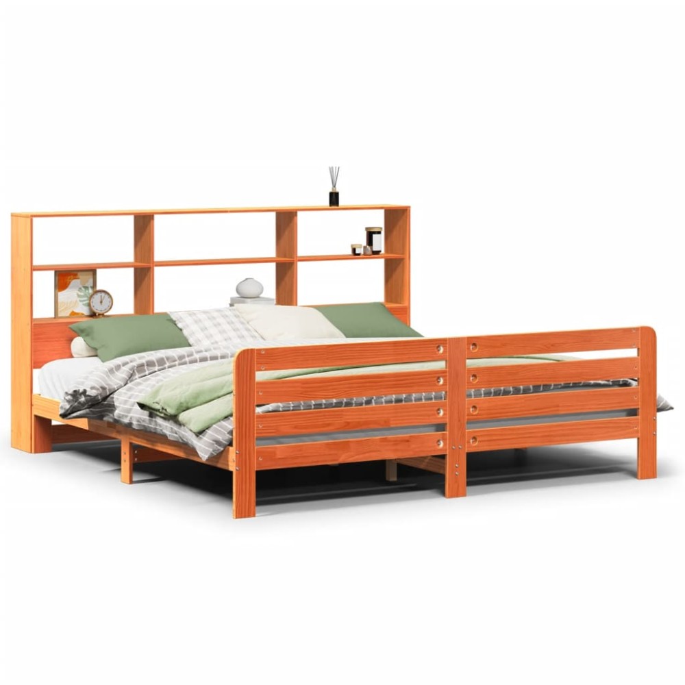 vidaXL Cadru de pat fără saltea, maro ceruit 180x200 cm lemn masiv pin