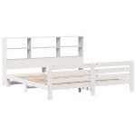 vidaXL Cadru de pat fără saltea, alb, 200x200 cm, lemn masiv pin