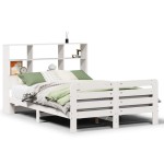 vidaXL Cadru de pat fără saltea, alb, 140x190 cm, lemn masiv de pin