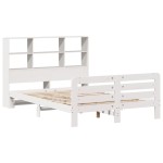 vidaXL Cadru de pat fără saltea, alb, 140x190 cm, lemn masiv de pin