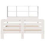 vidaXL Cadru de pat fără saltea, alb, 140x190 cm, lemn masiv de pin