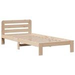 vidaXL Pat cu bibliotecă fără saltea, 90x200 cm, lemn masiv pin vidaXL Pat cu bibliotecă fără saltea, 90x200 cm, lemn masiv pin