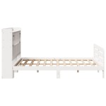 vidaXL Pat cu bibliotecă fără saltea, alb, 150x200 cm, lemn masiv pin