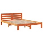 vidaXL Pat cu bibliotecă fără saltea maro 150x200 cm lemn masiv de pin