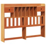 vidaXL Pat cu bibliotecă fără saltea maro 150x200 cm lemn masiv de pin