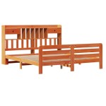 vidaXL Pat cu bibliotecă fără saltea maro 200x200 cm lemn masiv de pin